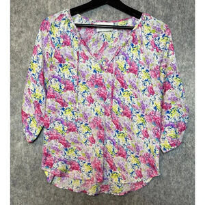 Yumi Kim Womens XS Floral Blouse Tie Sleeves